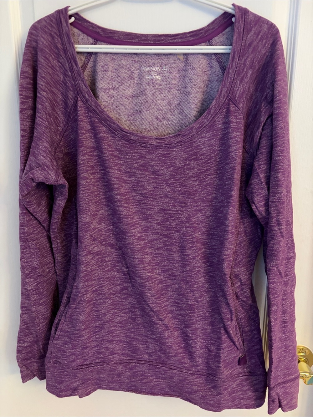 Danskin Heathered Purple Scoop-Neck Pullover